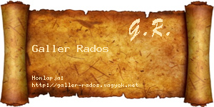 Galler Rados névjegykártya
